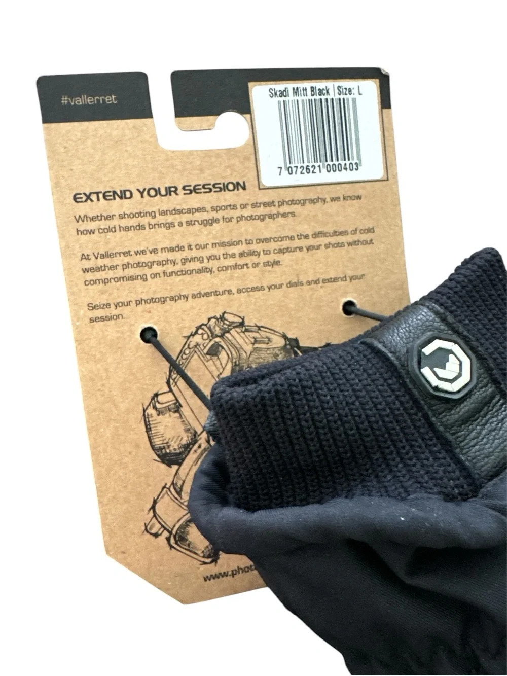 Vallerret Skadi Mitt Photography Gloves Black Size Large Unisex New With Tag